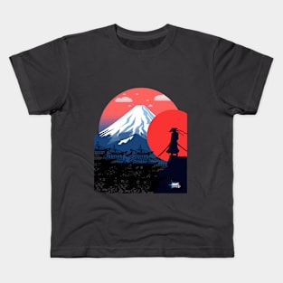 Majestic Samurai Amidst Tranquil Beauty Kids T-Shirt